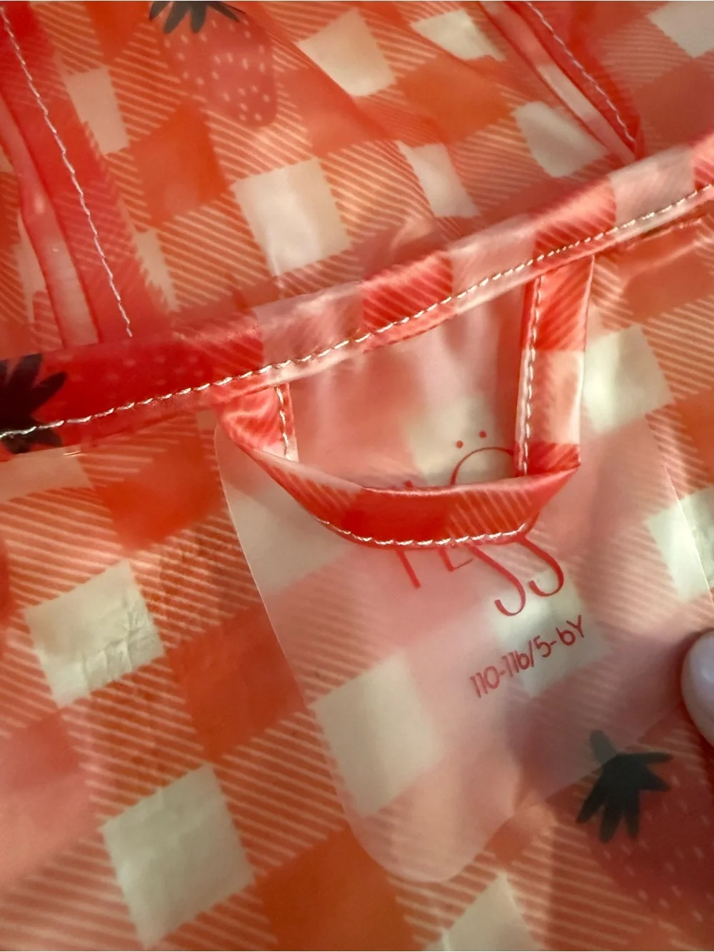 Flöss Red & Clear Gingham Raincoat with Strawberry Buttons